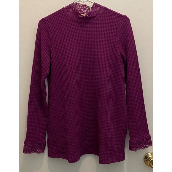 Logo By Lori Goldstein Women's Size XS Long Sleeve Waffle Sweater Pockets NWT - Picture 2 of 6
